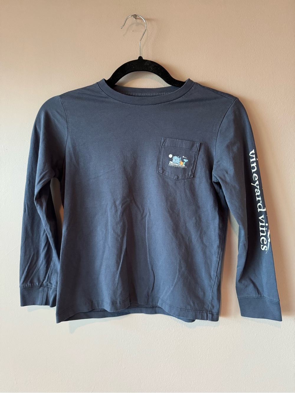 Vineyard Vines Kids Navy Halloween Ware-wolf Whale Graphic Long Sleeve Size 7